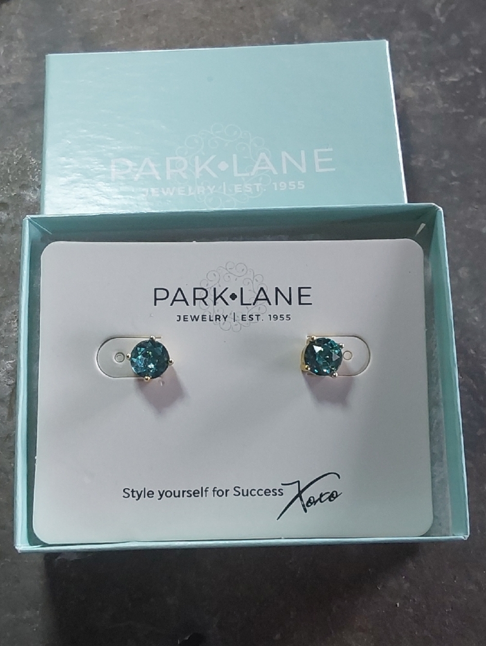 Park Lane Teal Blue Crystal Stud Earrings